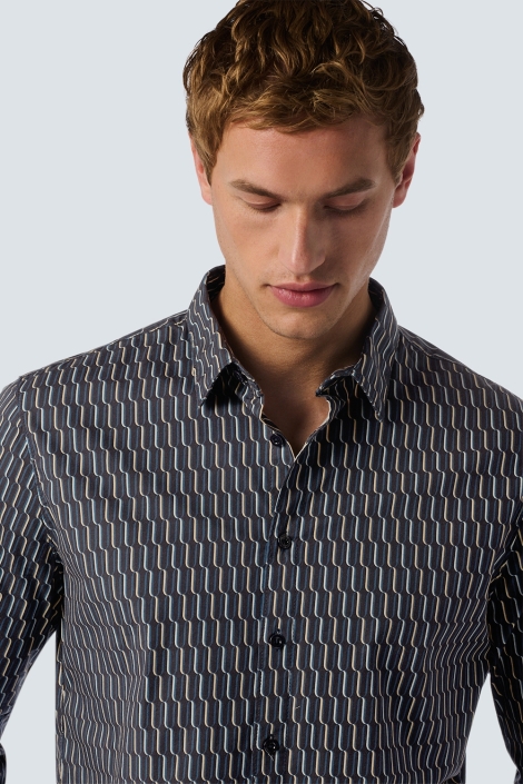 NO-EXCESS shirt stretch allover printed